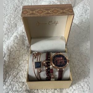 Maroon Watch and Bracelet Set